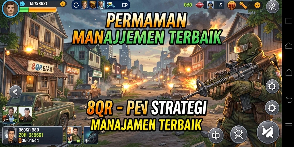 Tangkapan layar gameplay 8QR yang menunjukkan aksi strategis dan manajemen sumber daya.