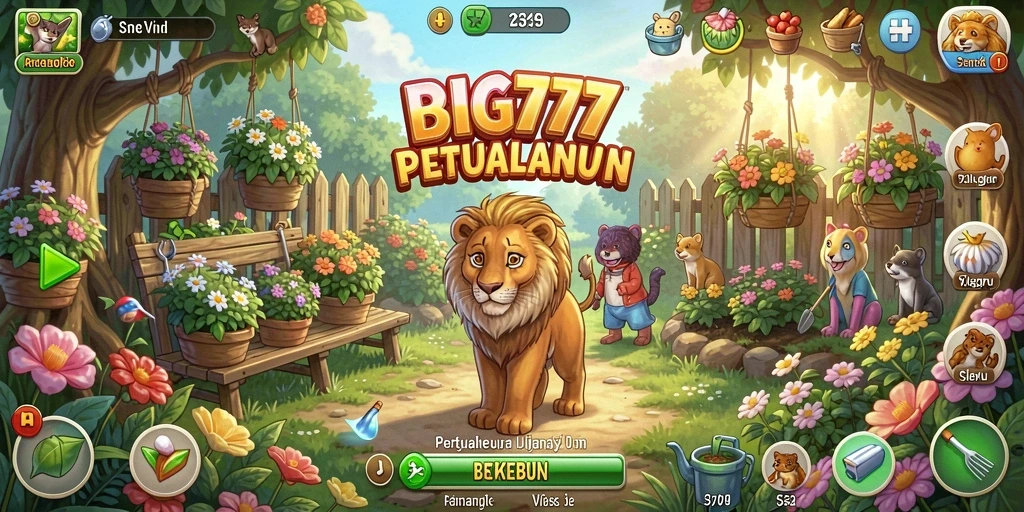 Tampilan screenshot utama BIG777 menunjukkan serunya gameplay berkebun.