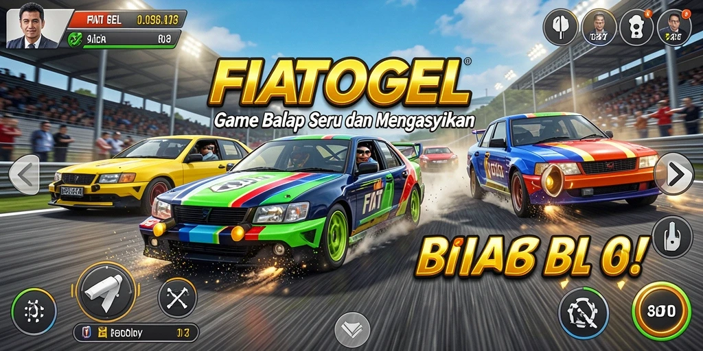 Tampilan gameplay seru dari FIATOGEL yang menampilkan aksi balap mendebarkan.