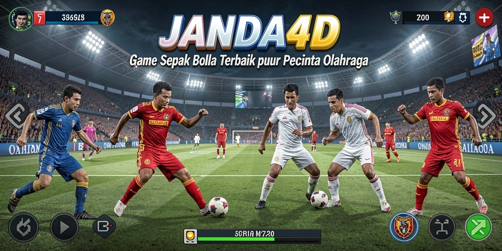 Tampilan gameplay menarik dari JANDA4D dengan aksi sepak bola seru.