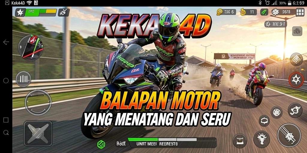 Screenshot gameplay KEKAR4D, menampilkan aksi balap motor yang mendebarkan.