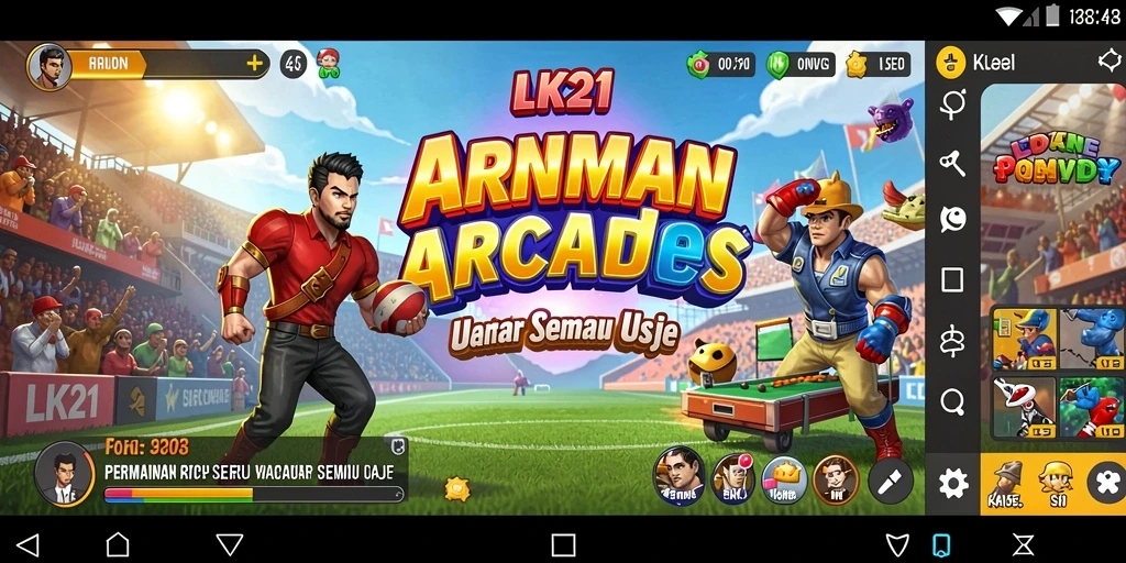 Tampilan gameplay arcade LK21 yang penuh warna dan dinamis.