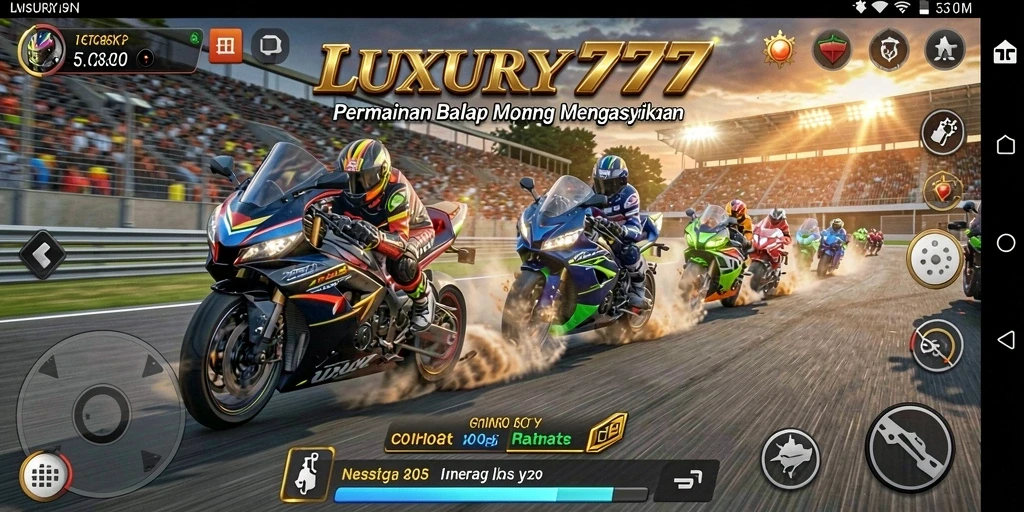 Screenshot menampilkan aksi balapan motor yang seru dan mendebarkan.