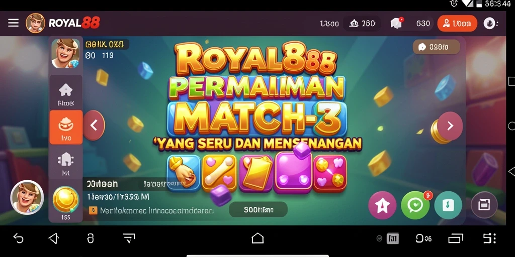 Tampilan gameplay seru dari ROYAL88 dalam pertandingan Match-3.