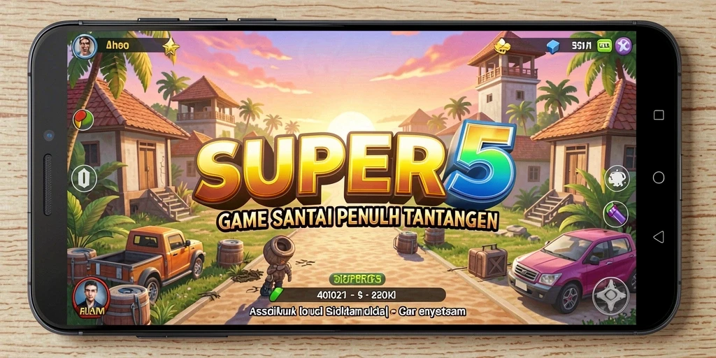 Tampilan layar permainan <strong>SUPER5</strong> yang penuh warna dan menyenangkan.